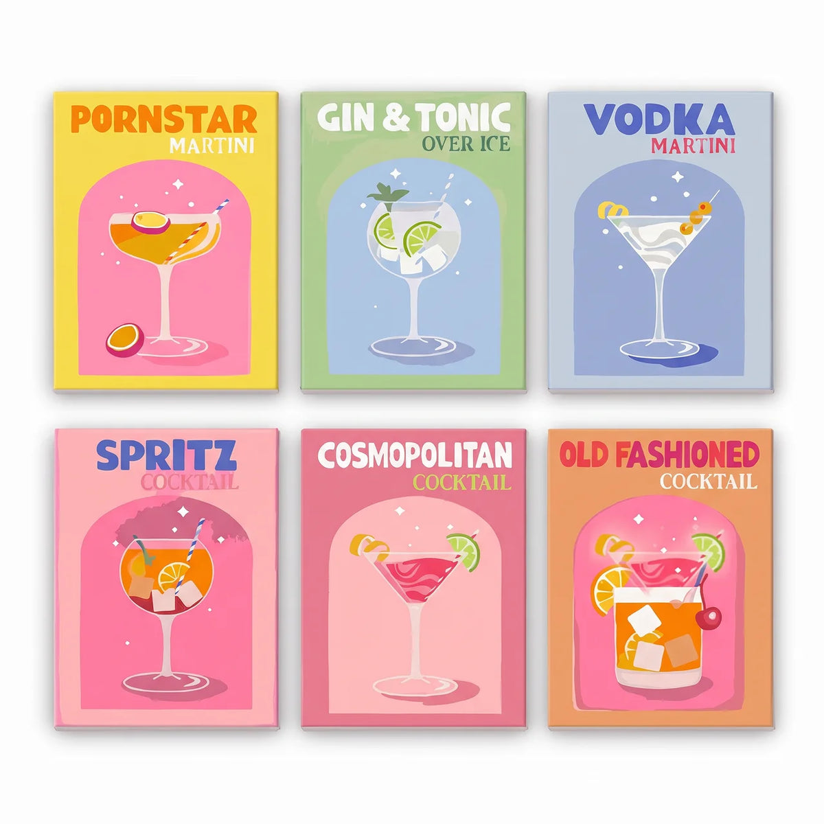 Färgglada cocktails – 6 minitavlor